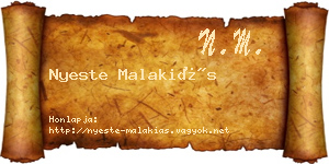 Nyeste Malakiás névjegykártya